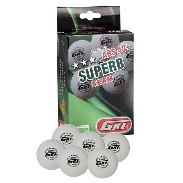 GKI Superb 3 Star ABS Plastic 40+ Table Tennis Ball, Pack of 6 (White)