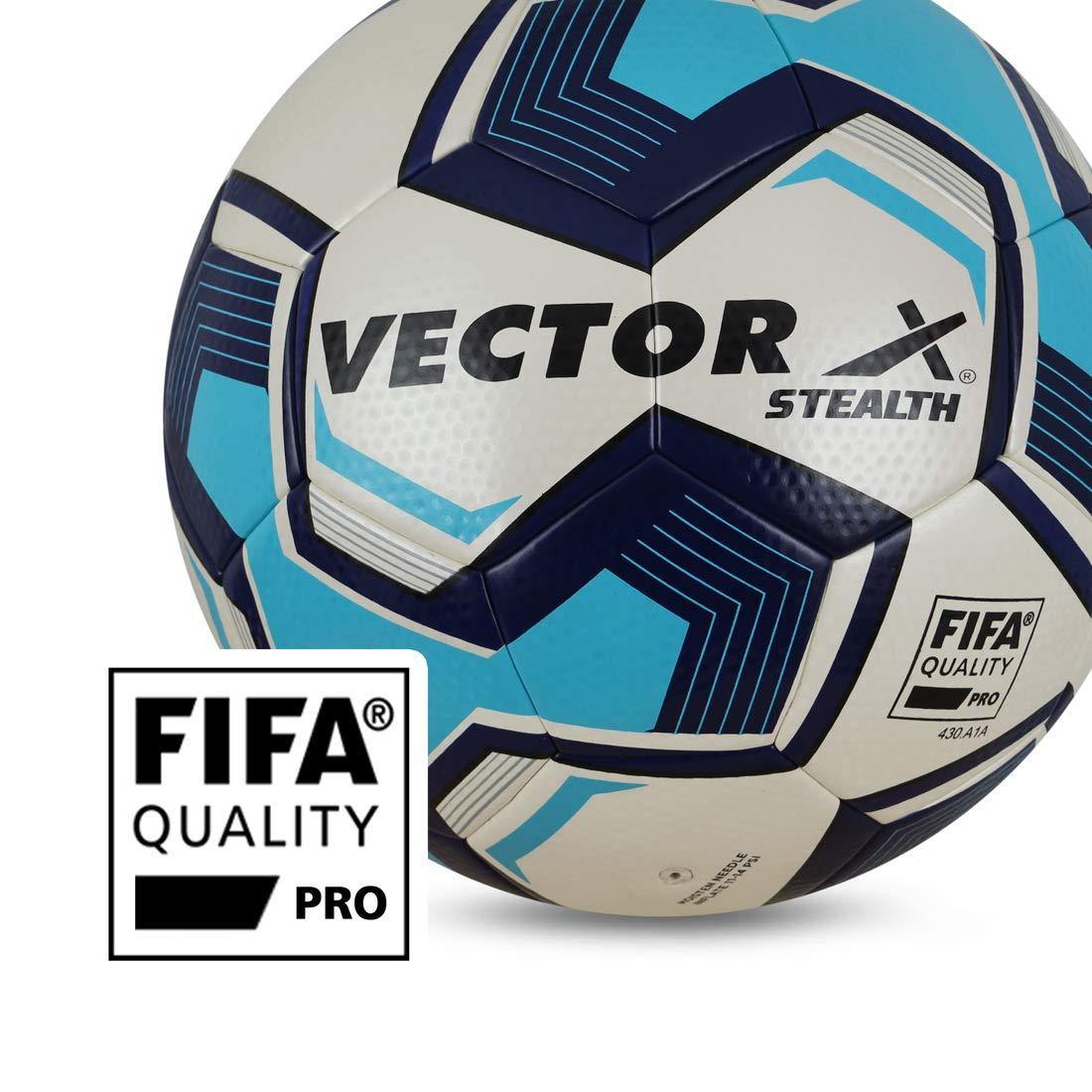 Vector X STEALTH Synthetic Thermo Bonded FIFA Quality PRO Football, Size 5 (White-Blue) - Best Price online Prokicksports.com