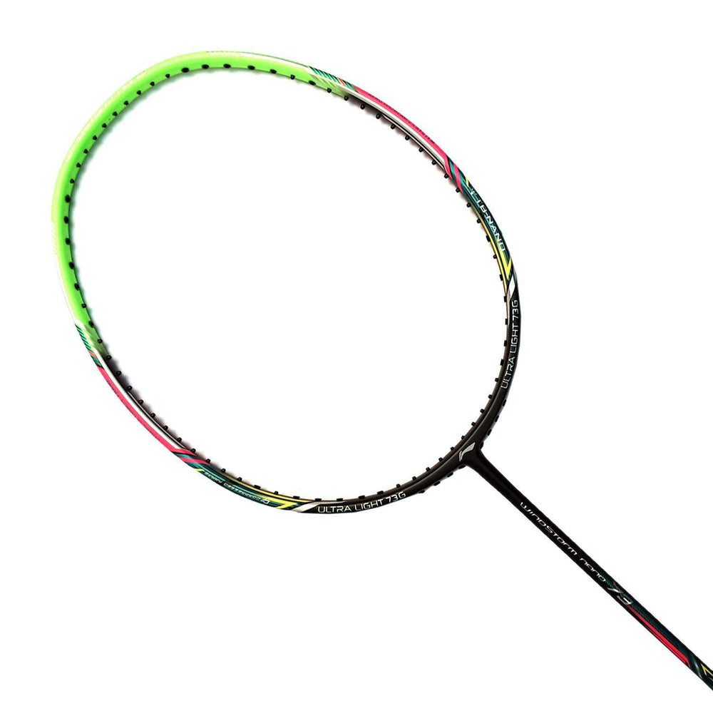 Li-Ning Windstorm Nano 73 Professional Badminton Racquet | Ultra-Light 73g Frame | High Modulus Graphite | Aerotec Beam System | Unstrung Black/Green - Best Price online Prokicksports.com