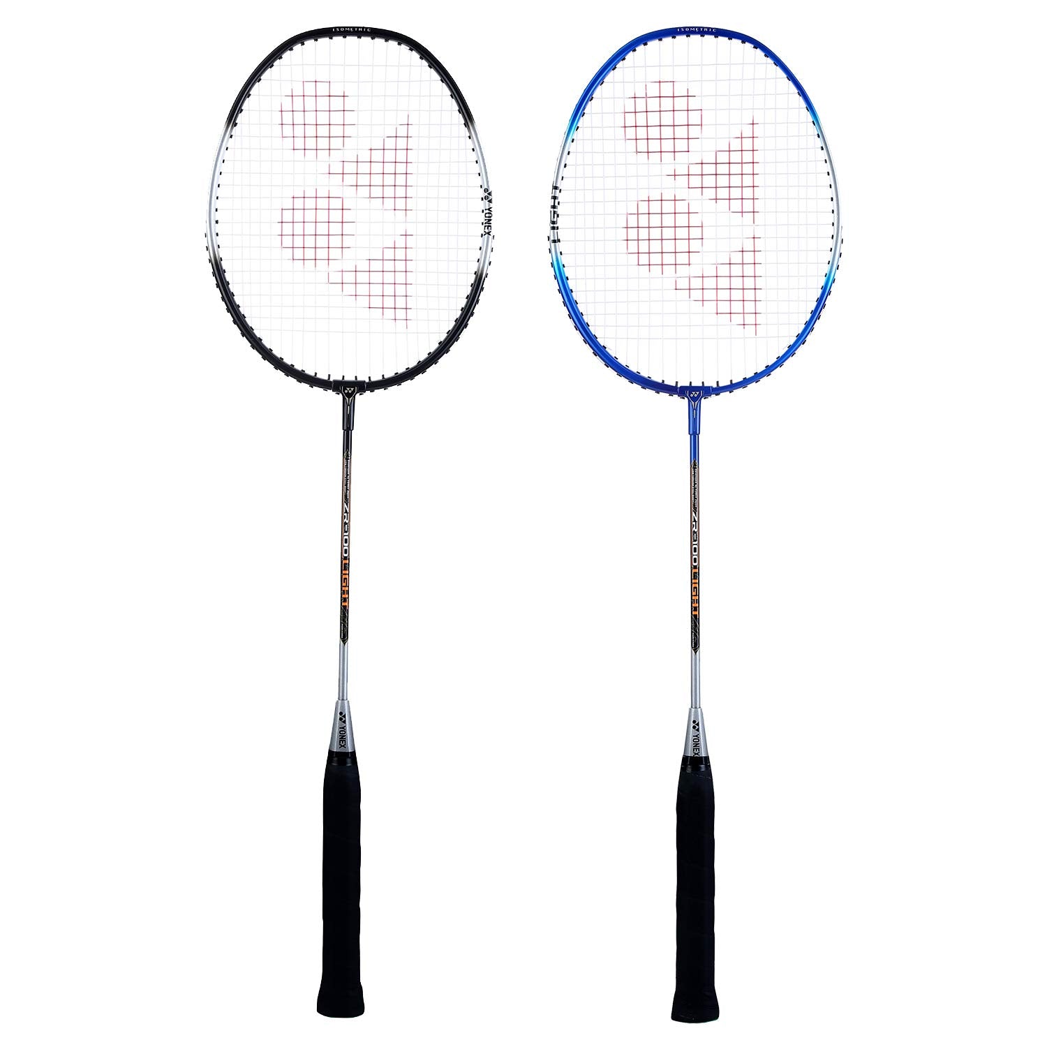 Yonex ZR 100 Light Aluminum Blend Badminton Racket with Full Cover, Set of 2 (Black + Blue) - Best Price online Prokicksports.com