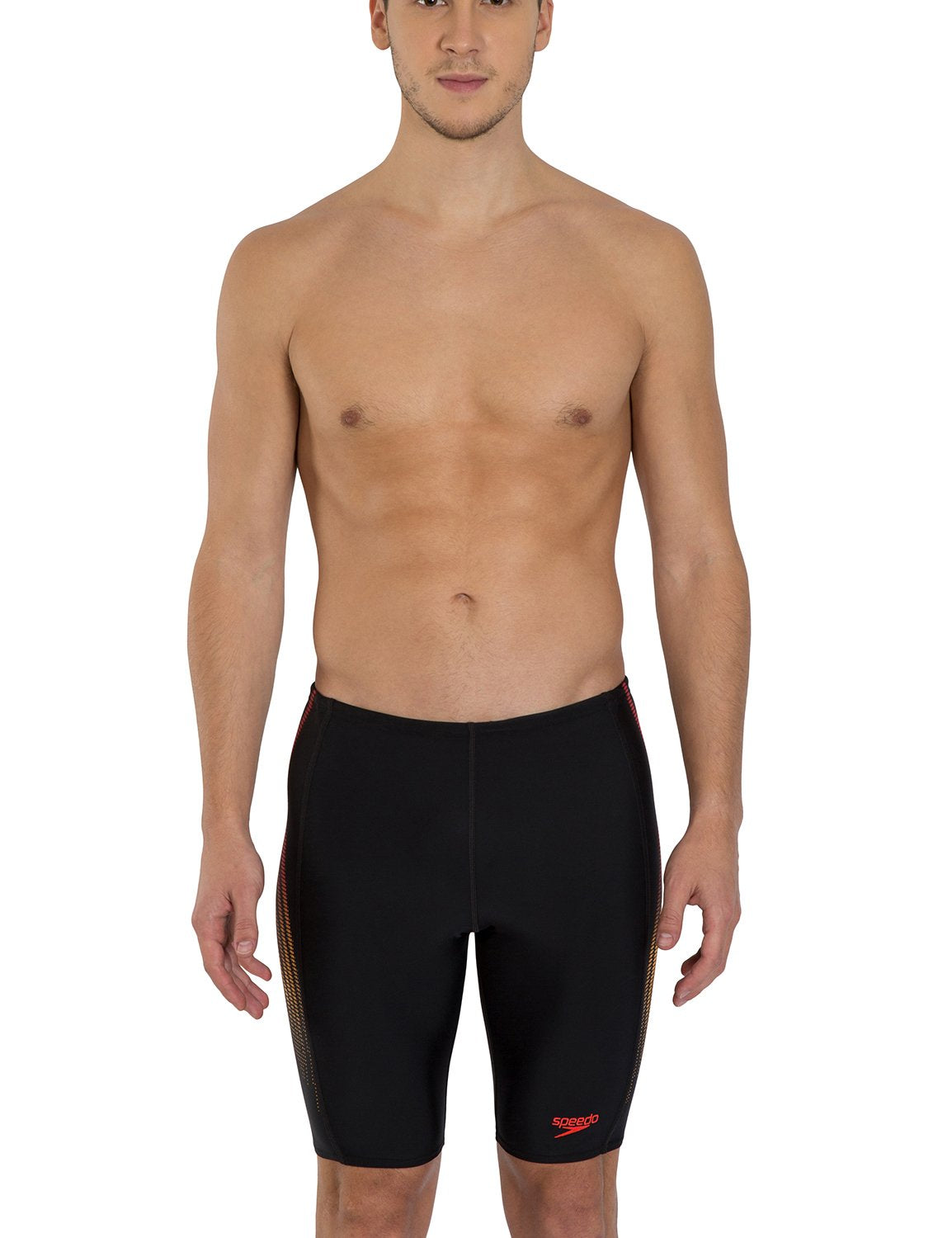 Speedo Male Swimwear Placement Panel Jammer (Black/Lava Red/Mango) - Best Price online Prokicksports.com