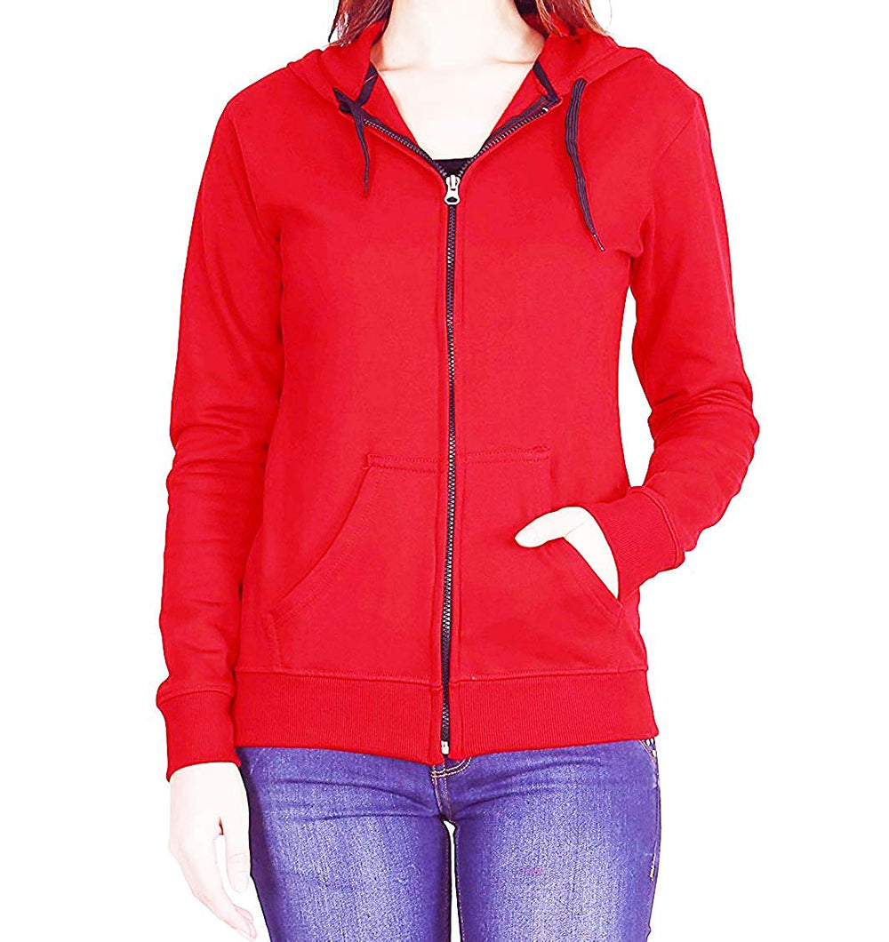 Prokick Women's Cotton Sweatshirt/Hoodie - Red