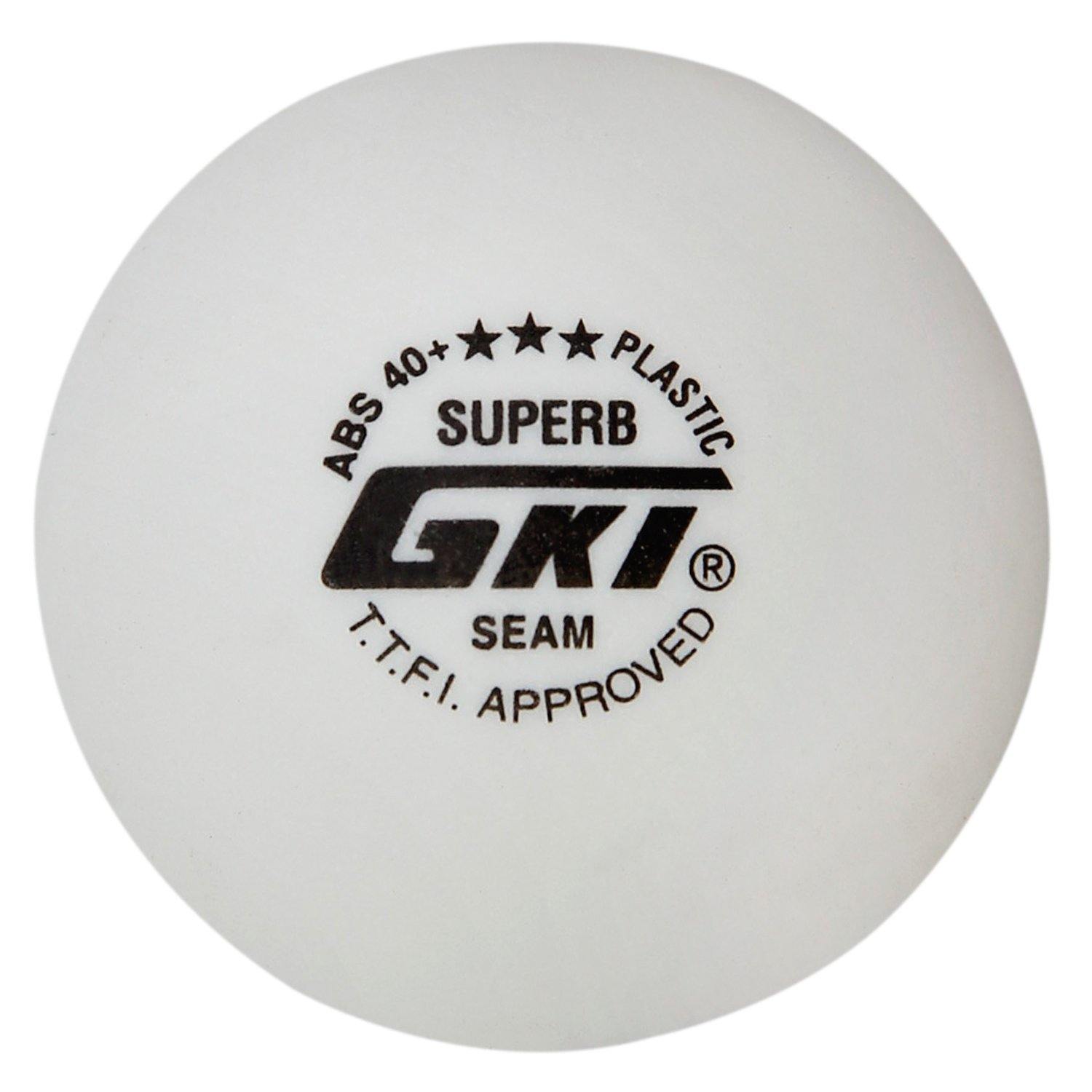 GKI Superb 3 Star ABS Plastic 40+ Table Tennis Ball, Pack of 6 (White)