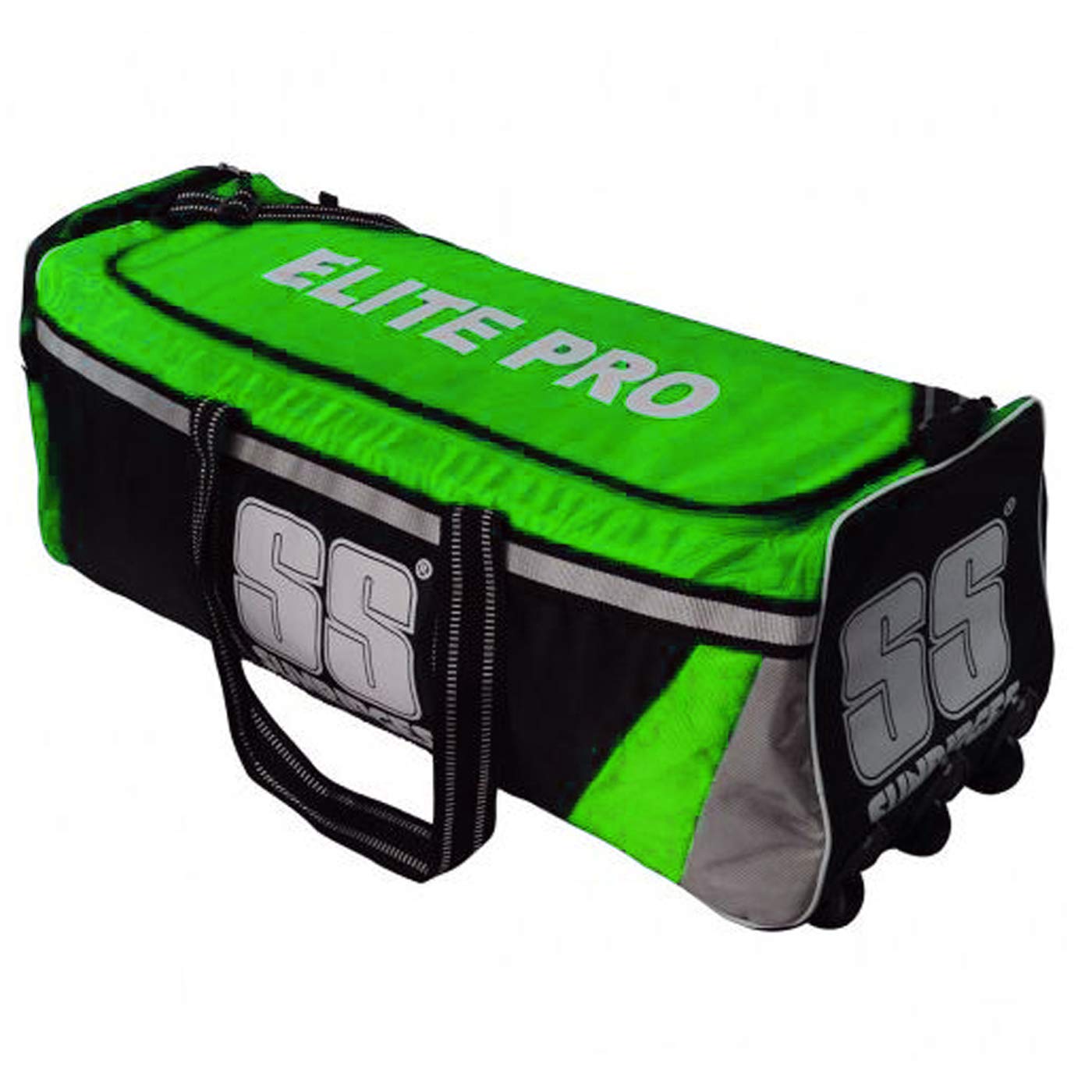 SS Double Wheel Cricket Kit Bag - Elie Pro (Black Green) - Best Price online Prokicksports.com