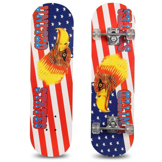 Vector X Furious 28 Inches Wooden Skateboard, White/Red/Blue - Eagle - Best Price online Prokicksports.com