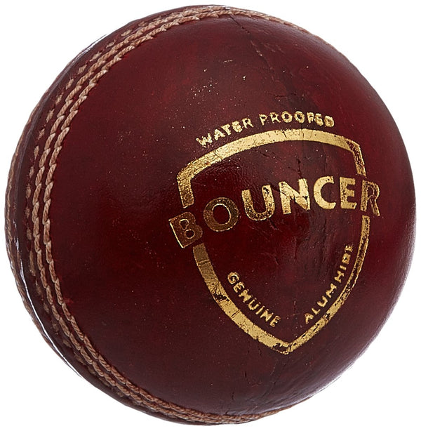 SG Bouncer Leather Cricket Ball – Red, Senior 5½ oz, Alum‑Tanned Waterproof 1‑Piece Match Ball, Grade 2 Core