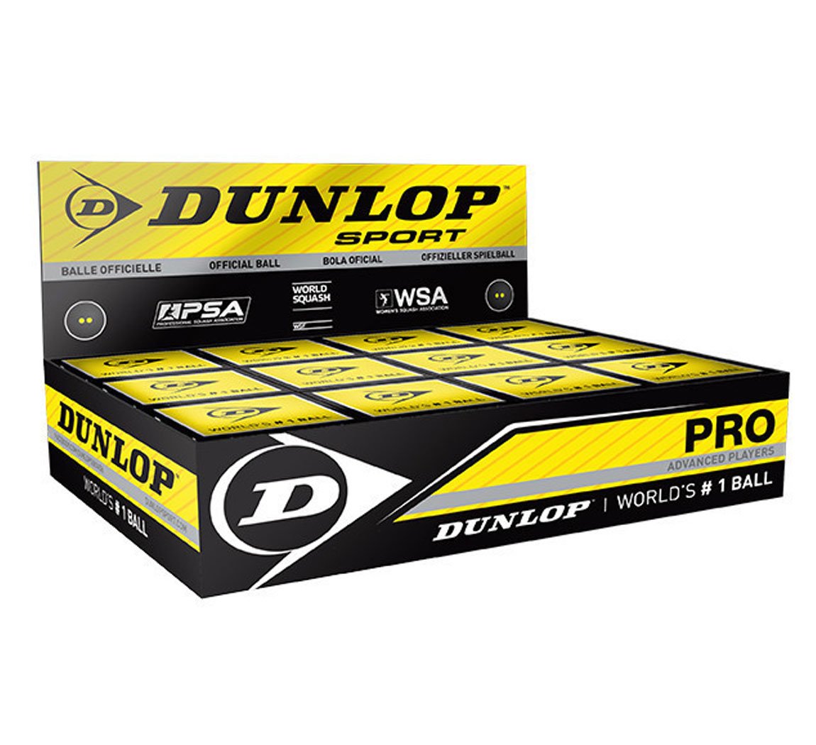 Dunlop Pro Double Dot Rubber Squash Ball, Pack of 12 (Black) - Best Price online Prokicksports.com