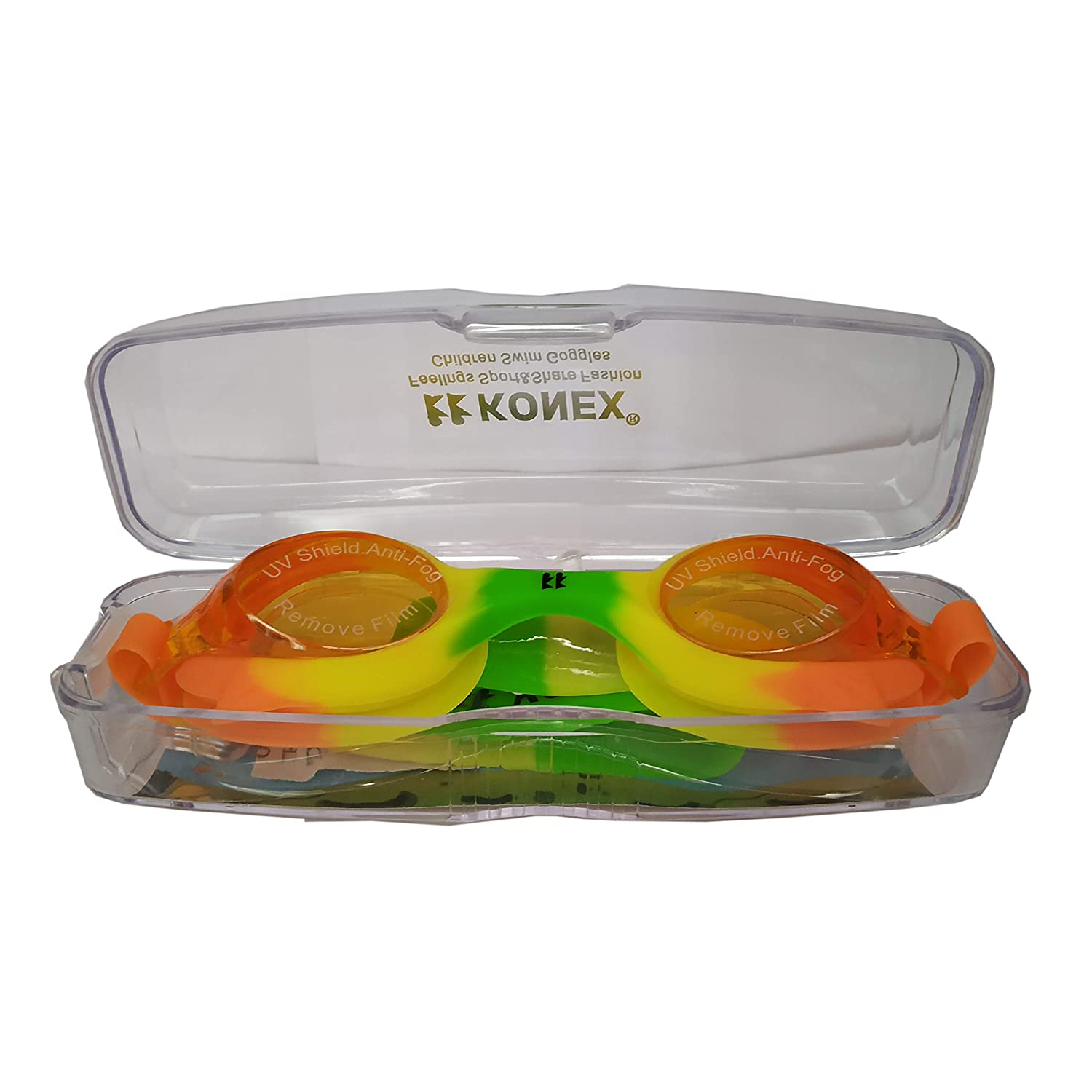 Konex CI-1150 Kids Swimming Goggle, Orange/Yellow/Green