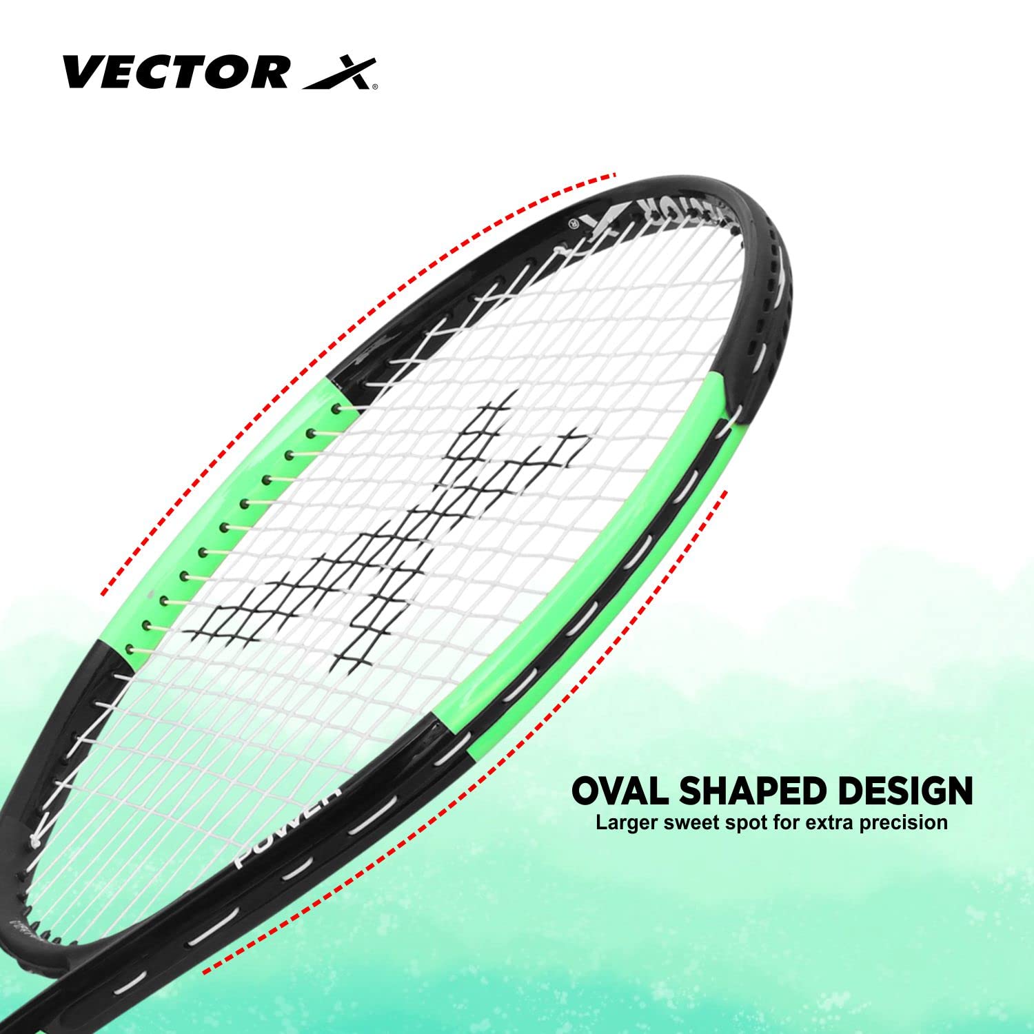 Vector X VXT-520 26 Inches Strung Tennis Racquet (Black/Green) - Best Price online Prokicksports.com