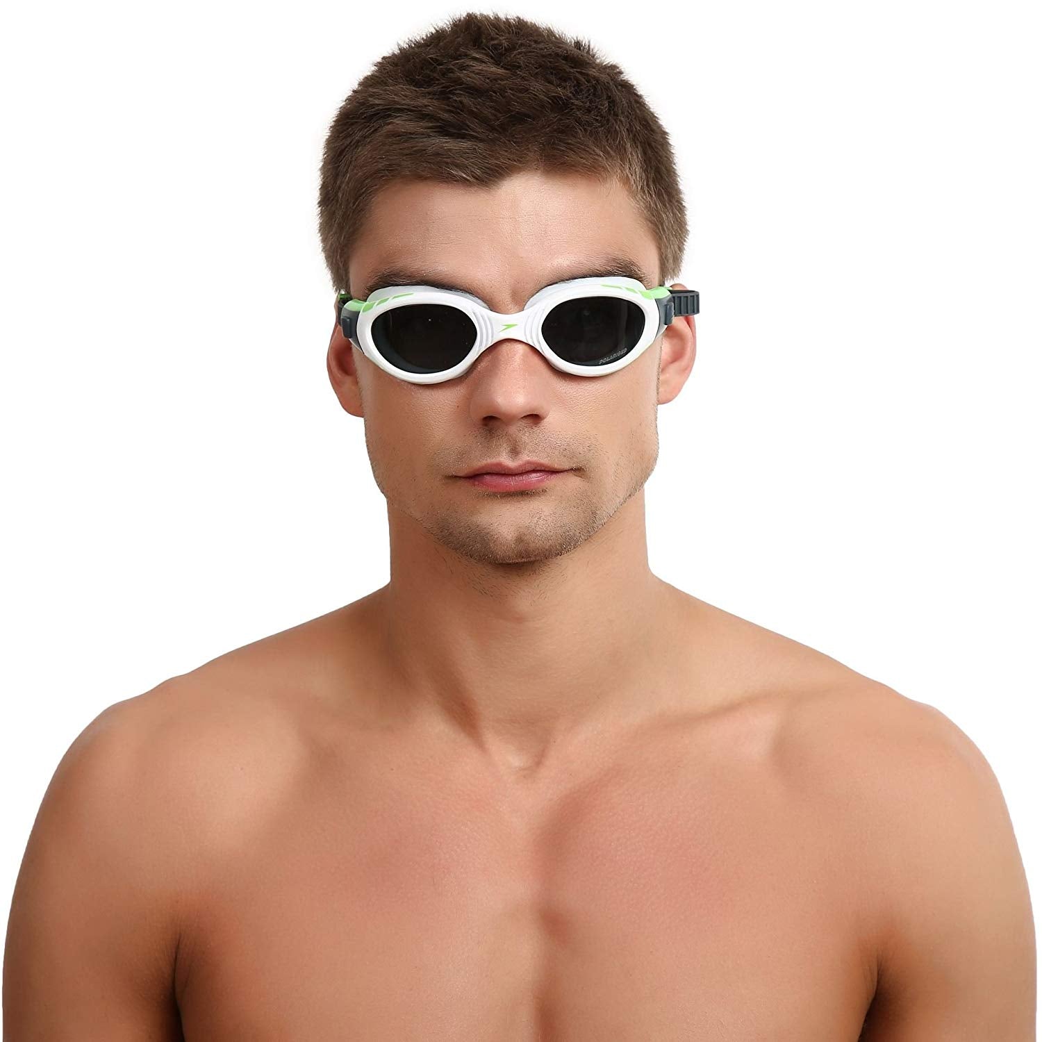 Speedo Unisex-Adult Futura Biofuse Polarised Goggles (White/Green) - Best Price online Prokicksports.com