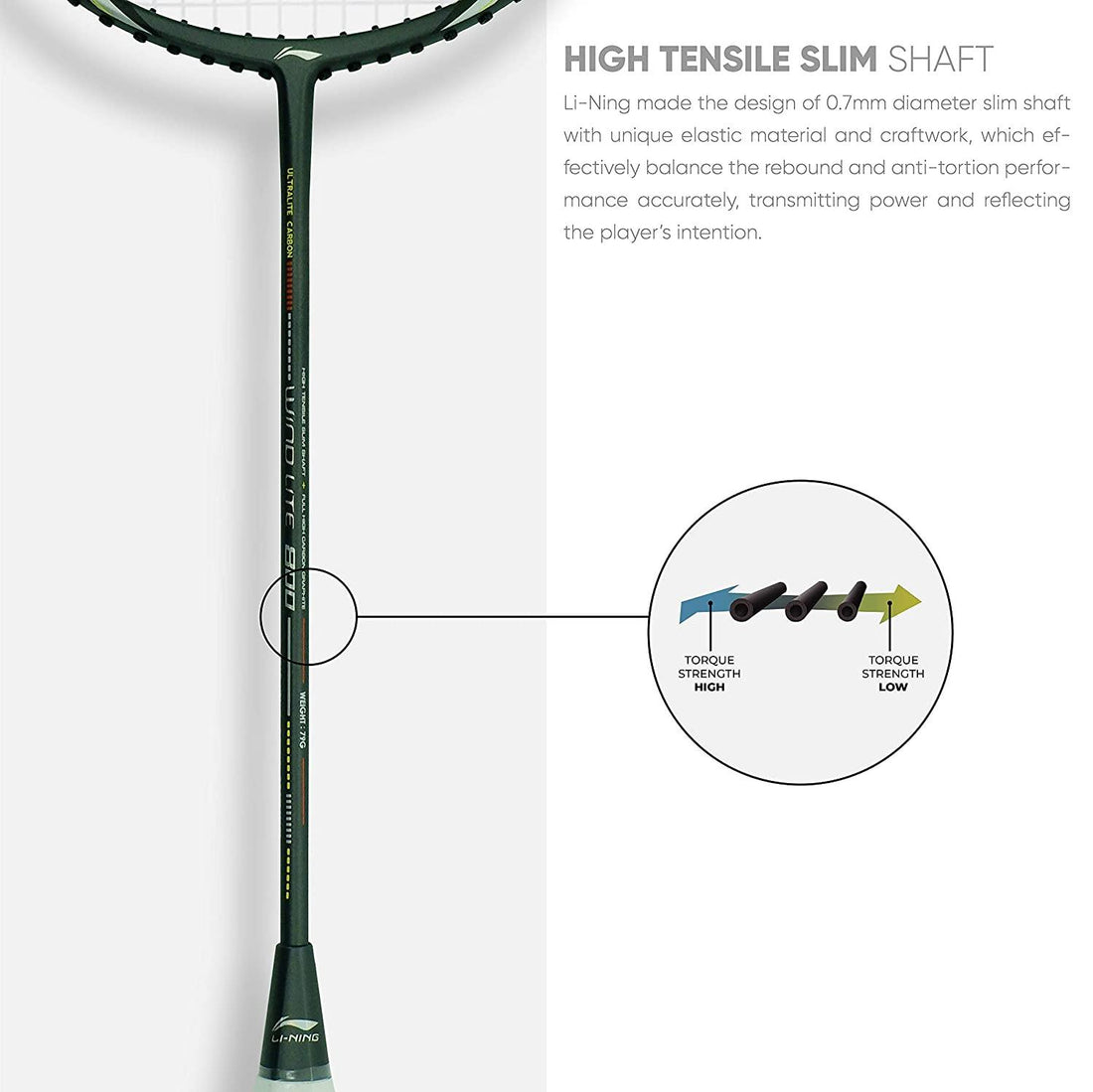 Li-Ning Wind Lite 800 Carbon Fibre Strung Badminton Racket - Best Price online Prokicksports.com