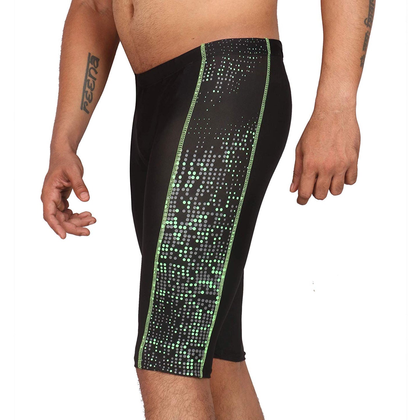 Sports Swimwear Swimming Shorts Jammer for Men, Black/Green - Best Price online Prokicksports.com