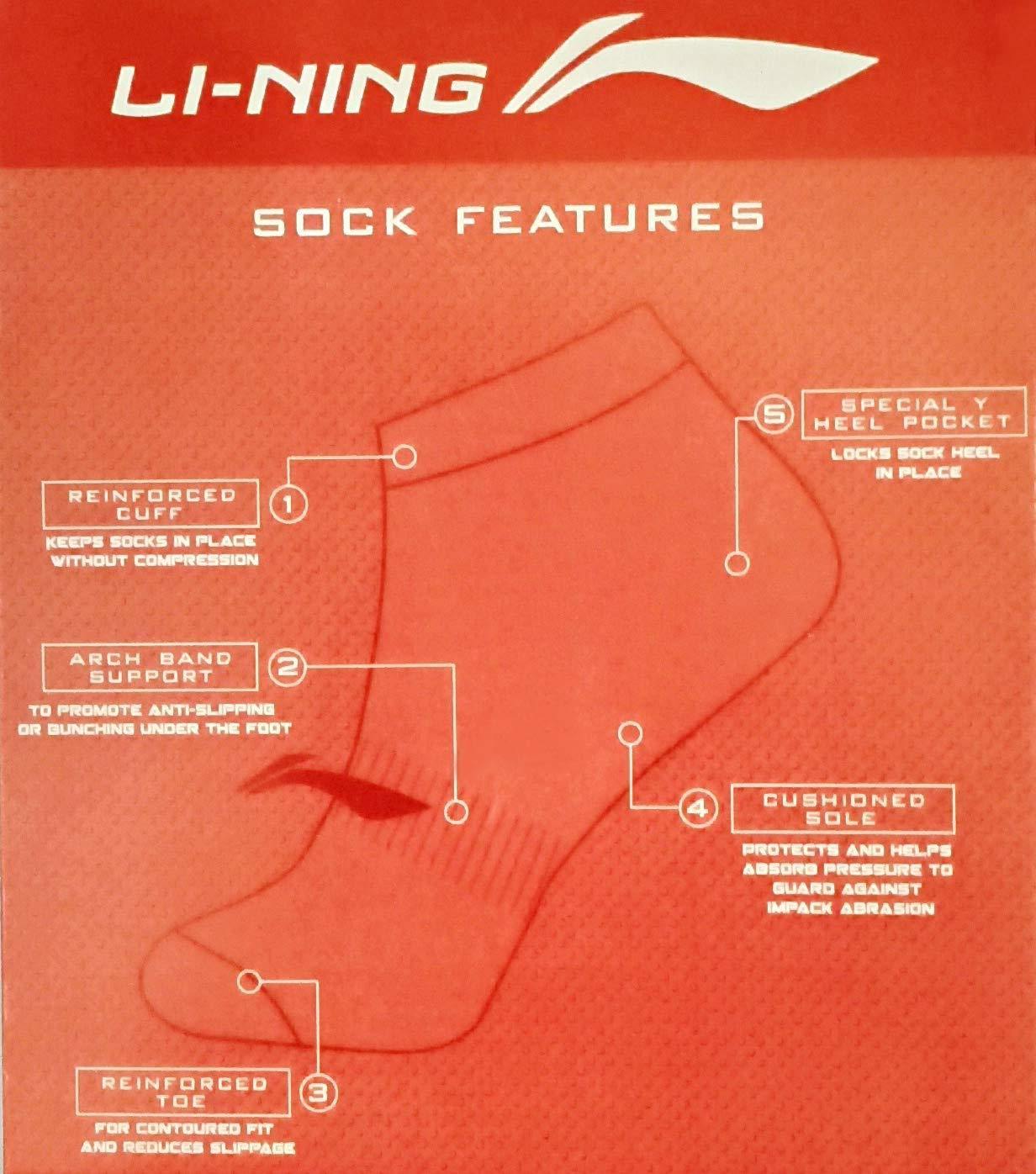 Li-Ning Cotton Men's Sports Socks, Quarter length, Pack of 3, Blk-Wht-Gry - Best Price online Prokicksports.com