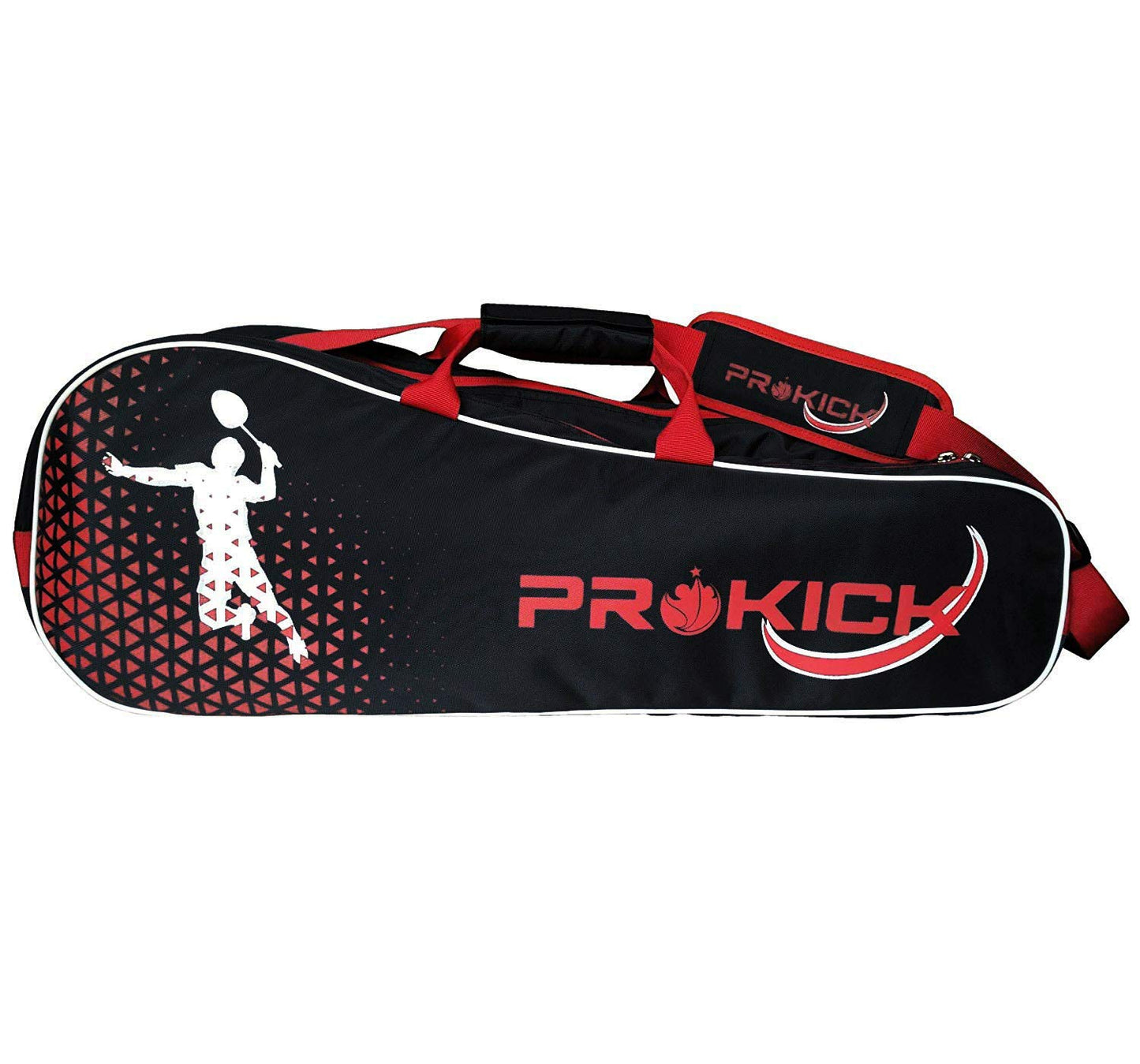 Prokick Badminton Kitbag with Double Zipper Compartments - Black/Red - Best Price online Prokicksports.com