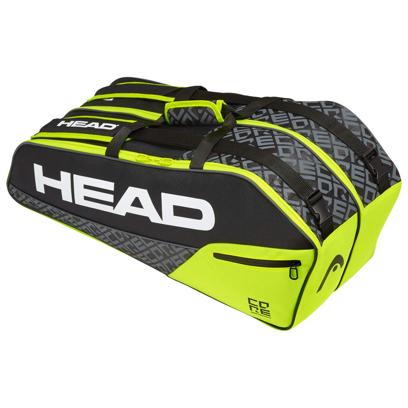 Head Core 6 Racquet Pro Combi Tennis Kitbag - Black/Neon Yellow - Best Price online Prokicksports.com