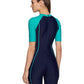 Speedo Female Swimwear Essential Spliced Kneesuit (Navy/Navy/Jade) - Best Price online Prokicksports.com