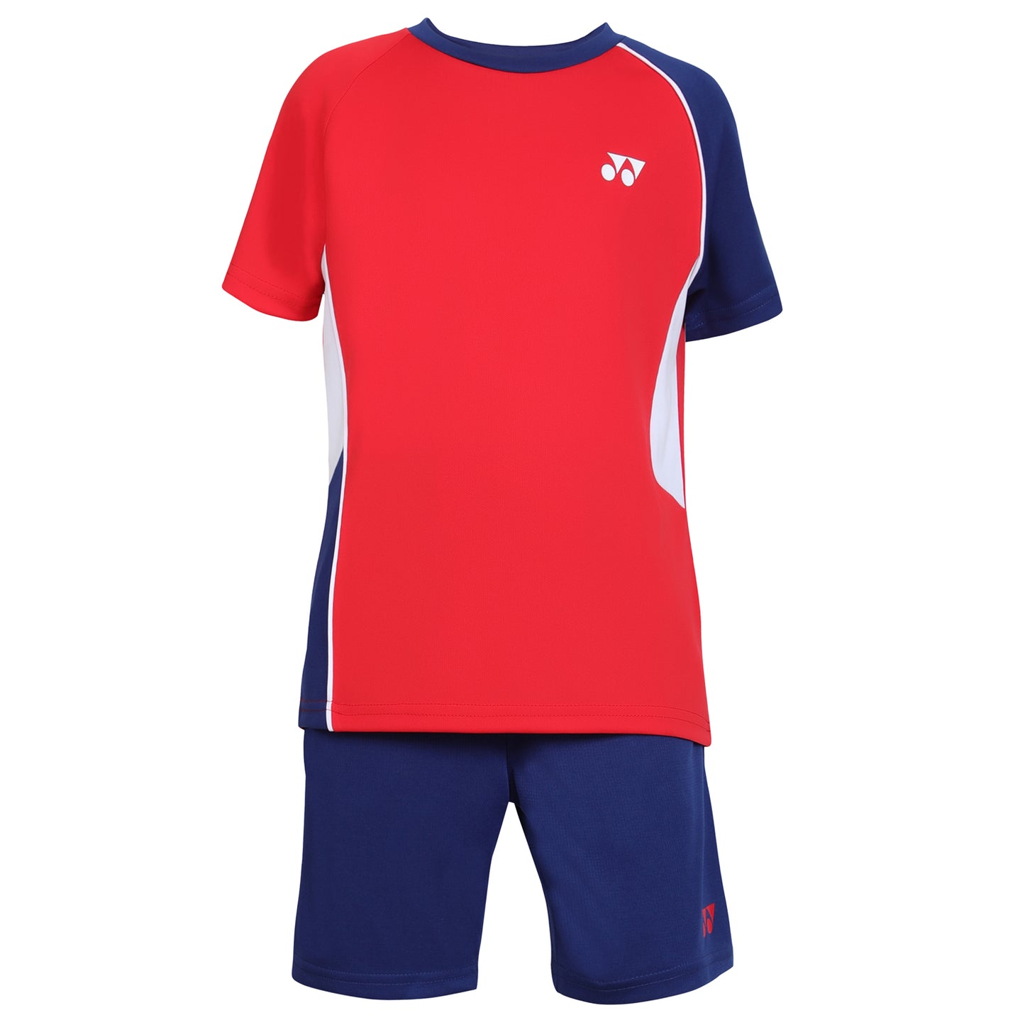 Yonex 1595 Round Neck T-Shirt and Short set for Junior, HighRisk Red - Best Price online Prokicksports.com