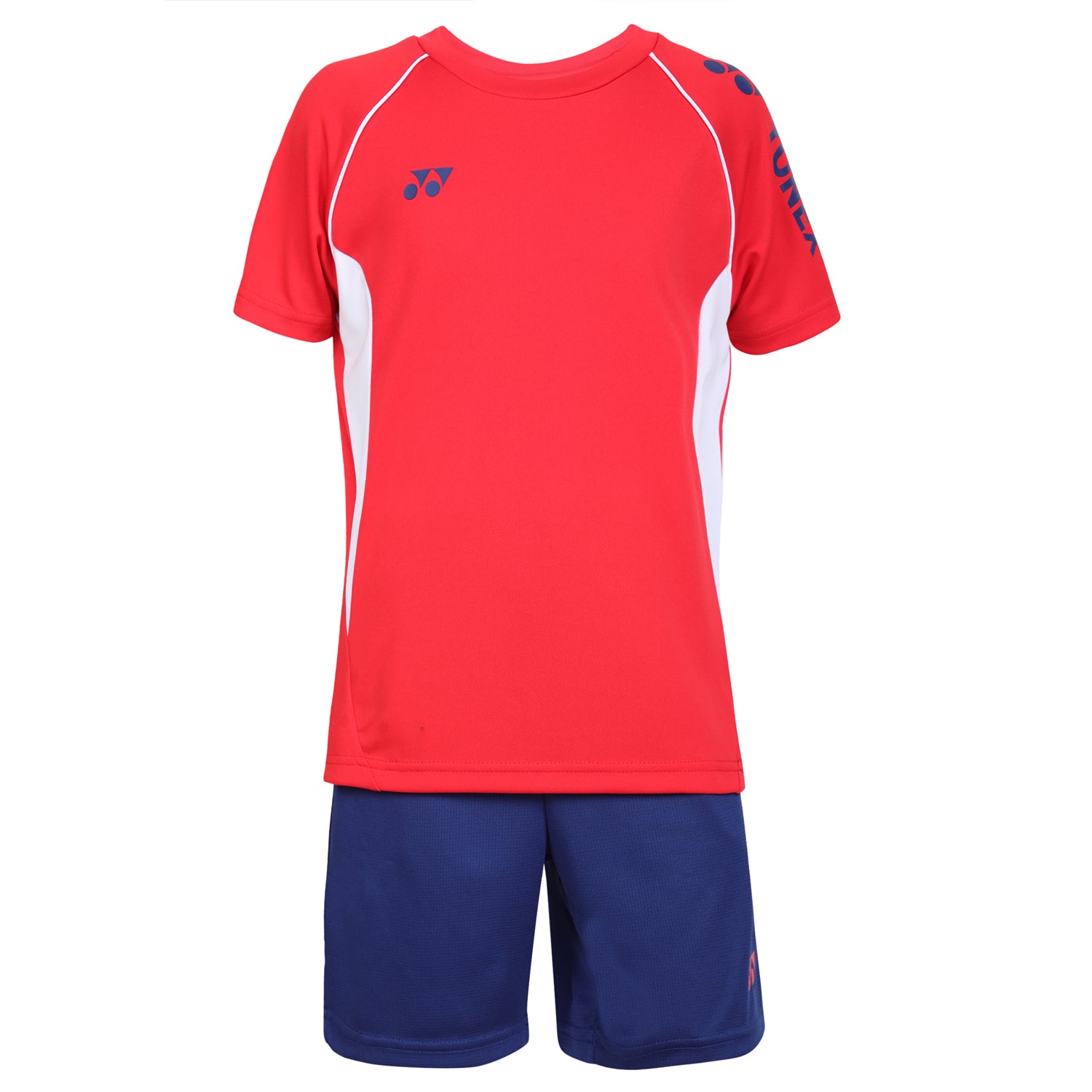 Yonex 1594 Round Neck T-Shirt and Short set for Junior, HighRisk Red - Best Price online Prokicksports.com