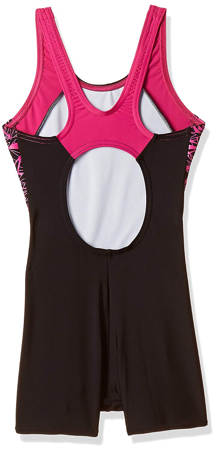 Speedo Girls Swimwear Boom Splice Legsuit (Black and Electric Pink) - Best Price online Prokicksports.com