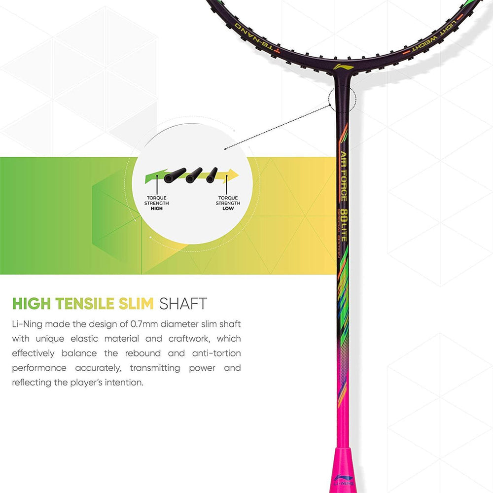 Li-Ning Air Force 80 Lite Carbon Fibre Badminton Racket - Best Price online Prokicksports.com
