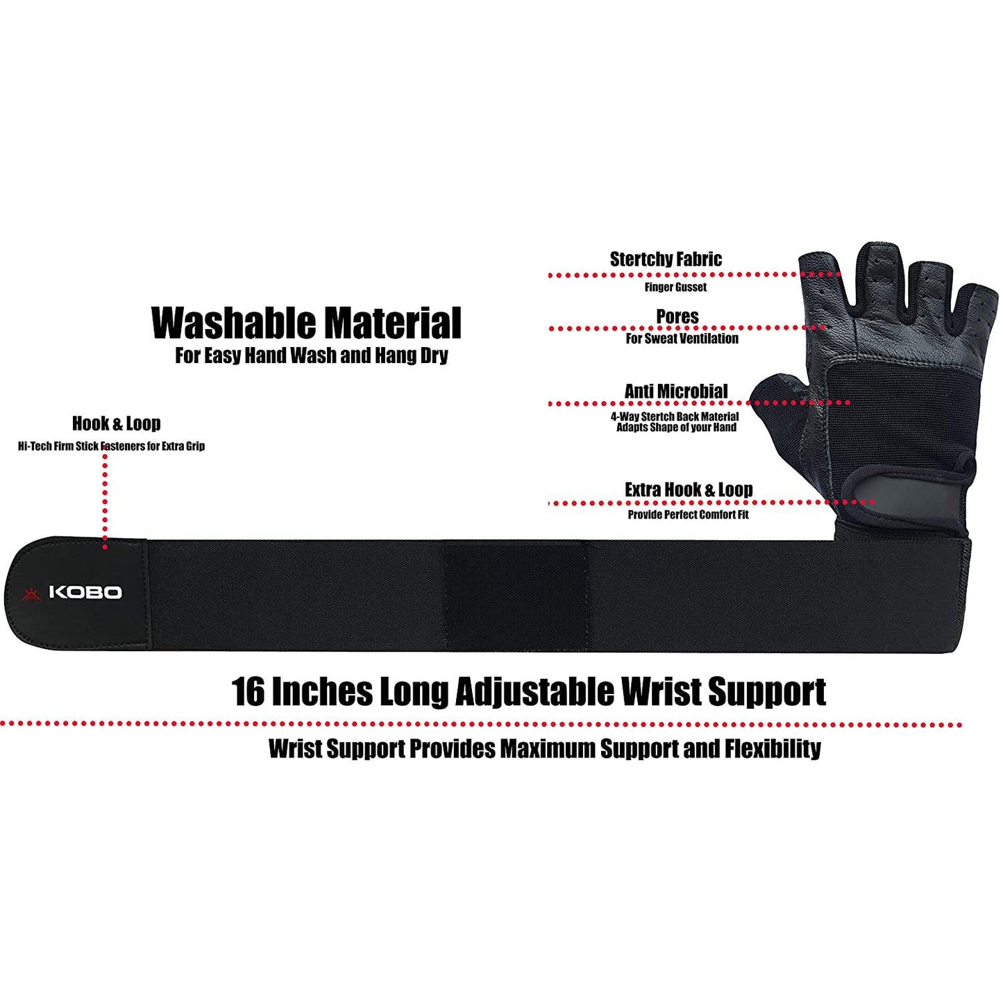 Leather Fitness Gloves/Weight Lifting Gloves/Gym Gloves Black - Best Price online Prokicksports.com