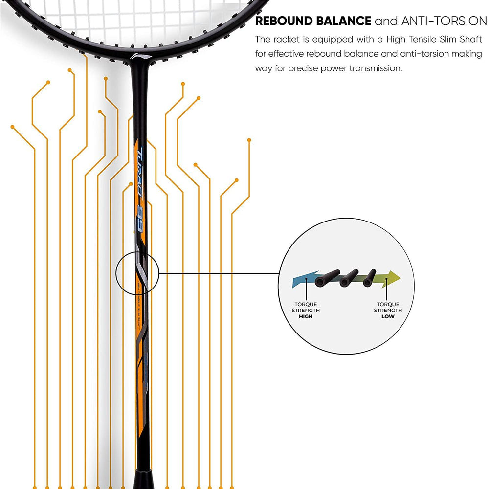 Li-Ning Turbo 99 Carbon Fibre Racket With Free Full Cover Black/Gold - Best Price online Prokicksports.com