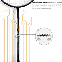 Li-Ning Turbo 99 Carbon Fibre Racket With Free Full Cover Black/Gold - Best Price online Prokicksports.com