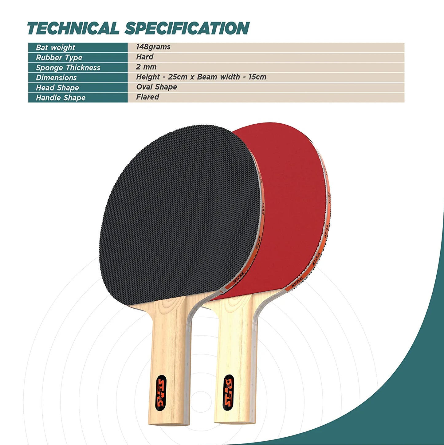 Stag 1 Star Table Tennis Play Set (2 Bats and 3 Balls) - Best Price online Prokicksports.com
