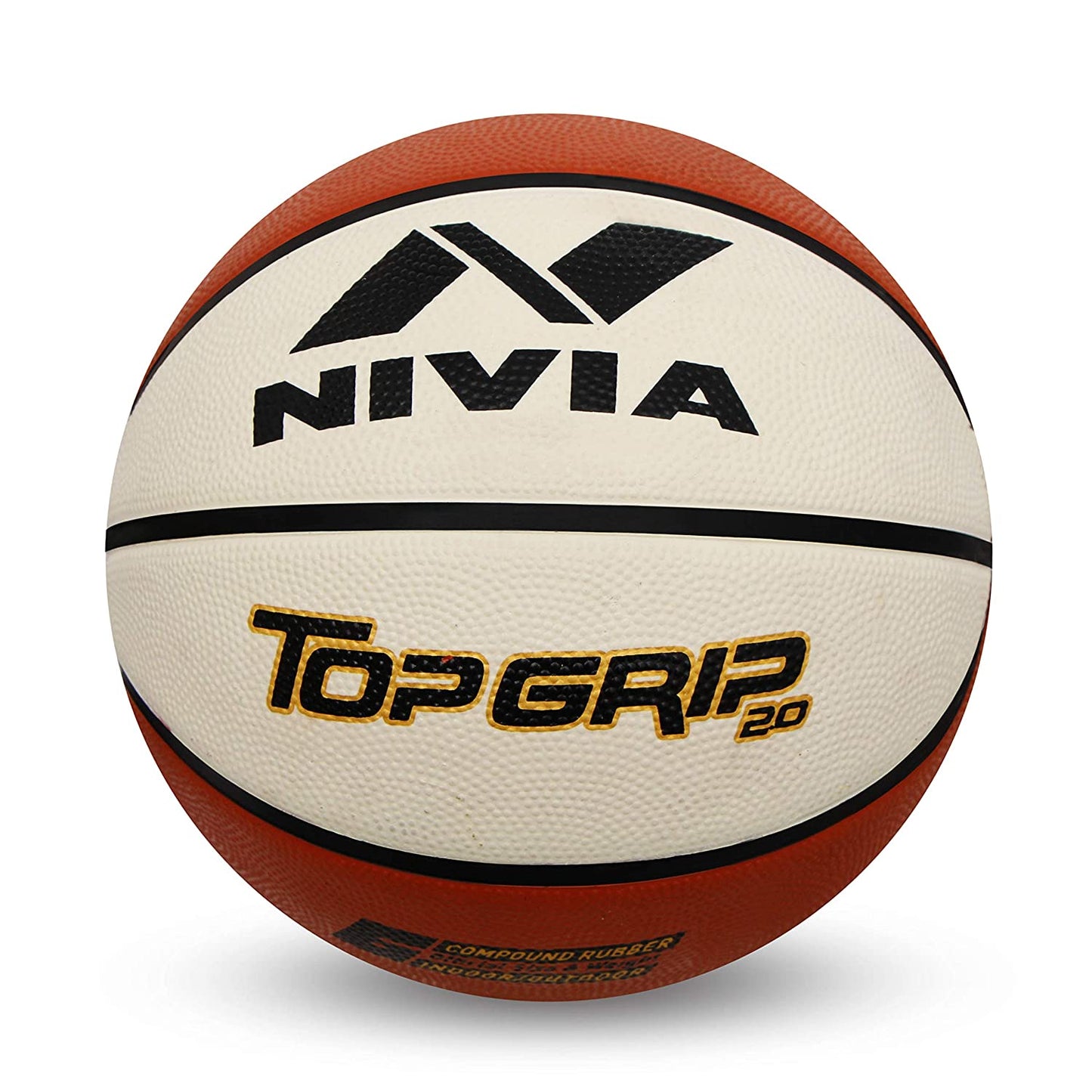 Nivia 1119 Top Grid 2.0 Rubber Basketball, Size 7 (White/Brown) - Best Price online Prokicksports.com