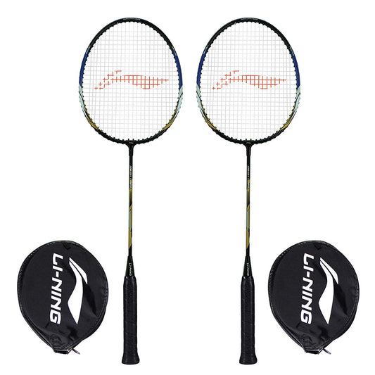 Li-Ning XP-70-IV Aluminum Badminton Racquet, Set of 2 (Black/Gold) - Best Price online Prokicksports.com