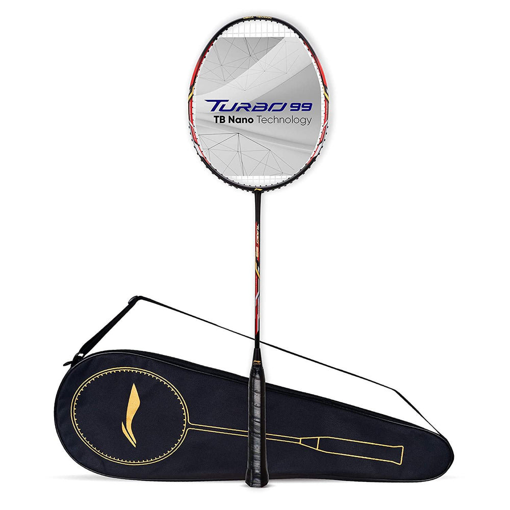 Li-Ning Turbo 99 Carbon Fibre Racket With Free Full Cover Black/Red