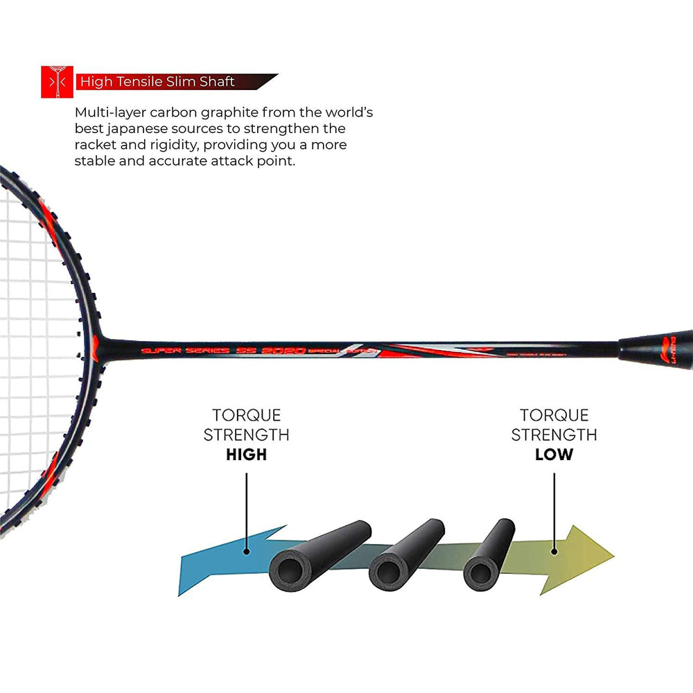 Li-Ning Super Series 2020 - (Strung) Graphite Badminton Racquet - Black/Orange - Best Price online Prokicksports.com
