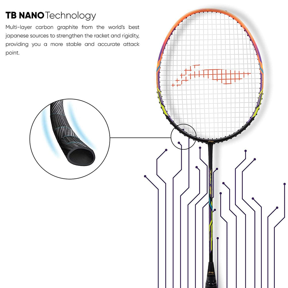 Li-Ning Turbo 99 Carbon Fibre Racket With Free Full Cover Black/Orange - Best Price online Prokicksports.com
