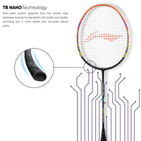 Li-Ning Turbo 99 Carbon Fibre Racket With Free Full Cover Black/Orange - Best Price online Prokicksports.com