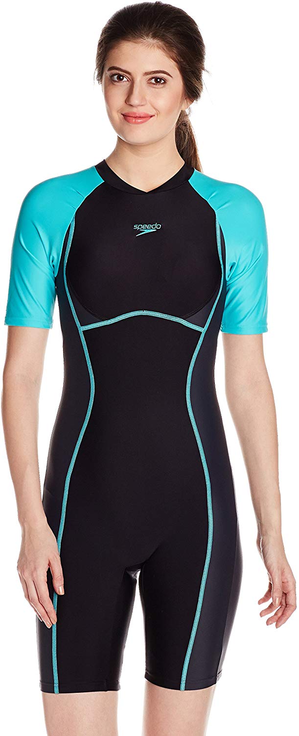 Speedo Female Swimwear Essential Spliced Kneesuit (Black, Oxide Grey and Bali Blue) - Best Price online Prokicksports.com