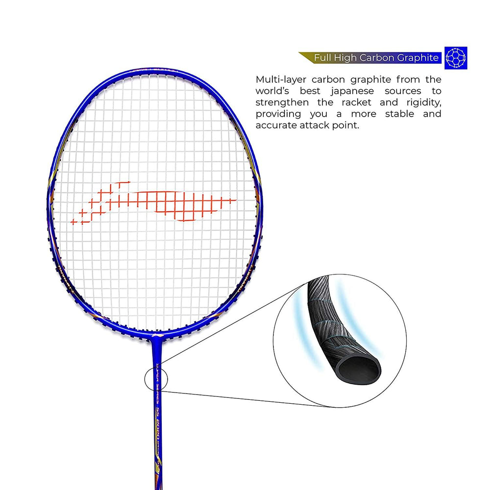 Li-Ning Super Series 2020 - (Strung) Graphite Badminton Racquet - Blue/Gold - Best Price online Prokicksports.com
