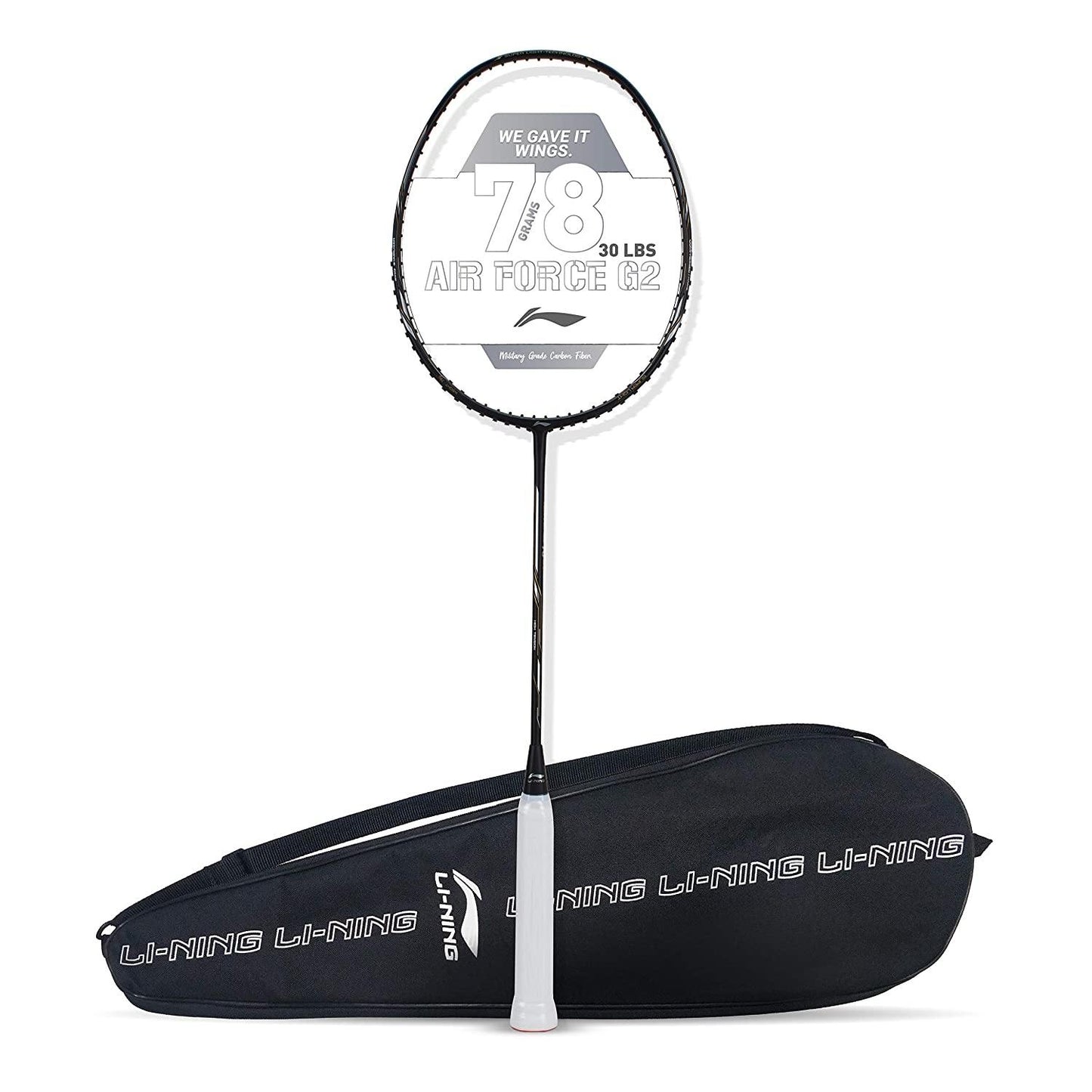 Li-Ning Air Force 78 G2 Carbon Fibre Badminton Racket with Free Full Cover Black/Silver - Best Price online Prokicksports.com