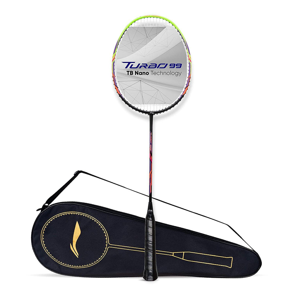 Li-Ning Turbo 99 Carbon Fibre Racket With Free Full Cover Black/Green