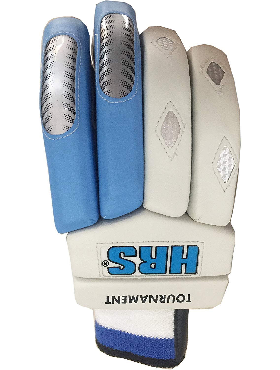 HRS Tournament Right Hand Batting Gloves (White/Blue) - Best Price online Prokicksports.com