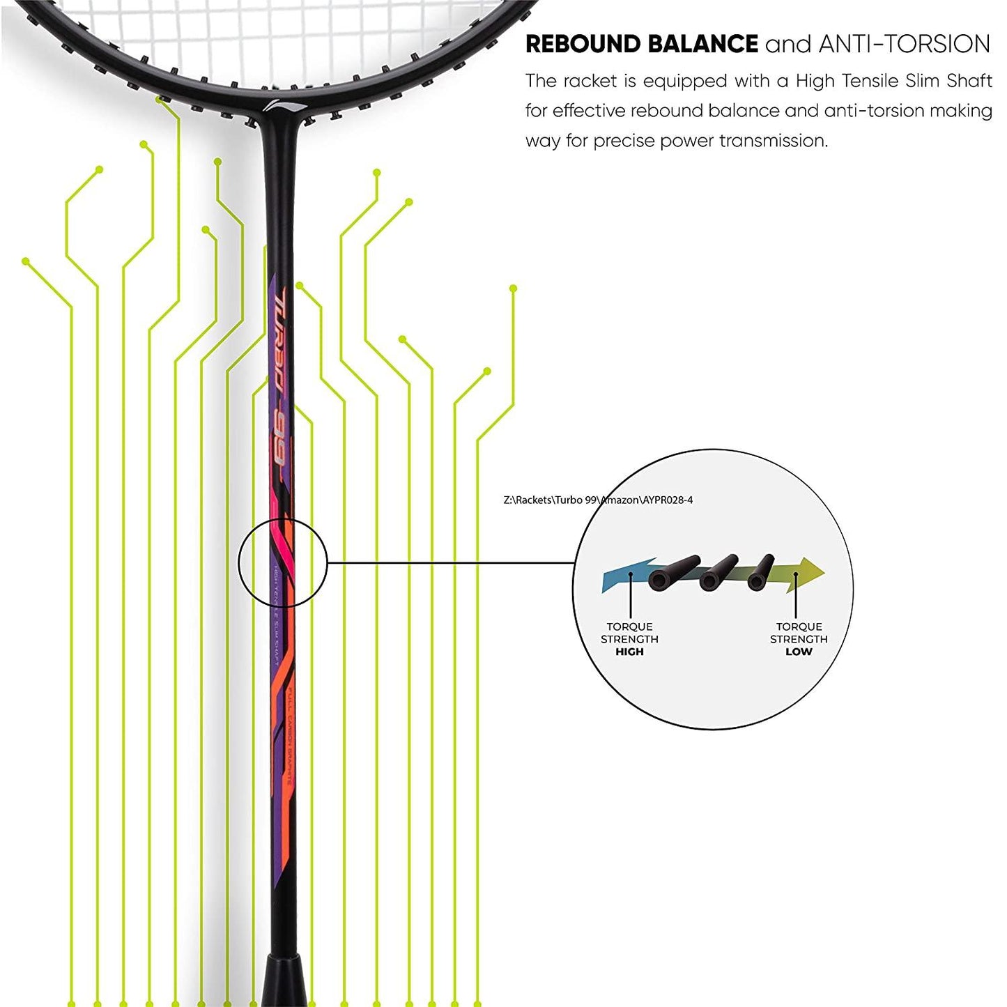 Li-Ning Turbo 99 Carbon Fibre Racket With Free Full Cover Black/Green - Best Price online Prokicksports.com