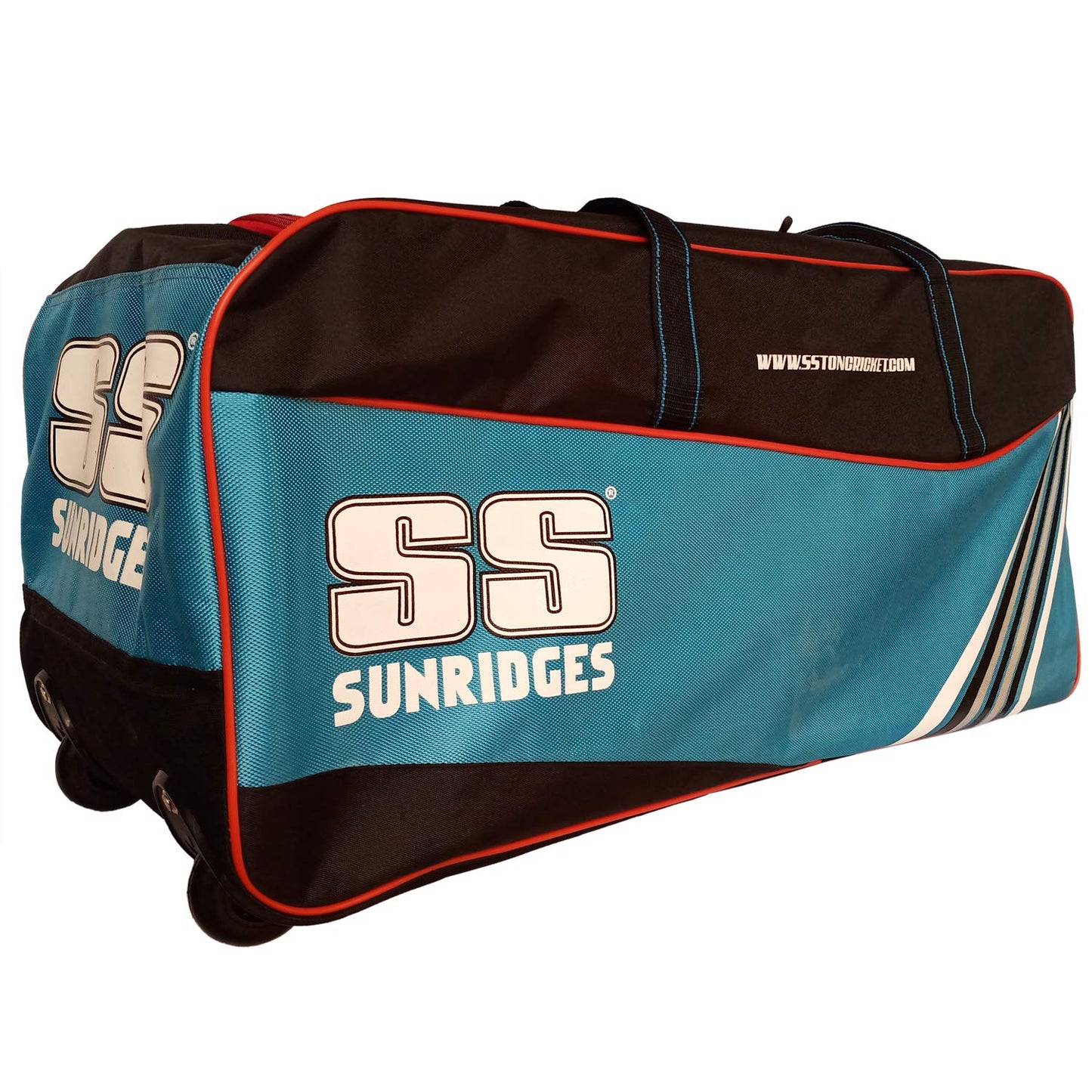 SS Storm Double Wheel Cricket Kit Bag - Black/Cyan - Best Price online Prokicksports.com
