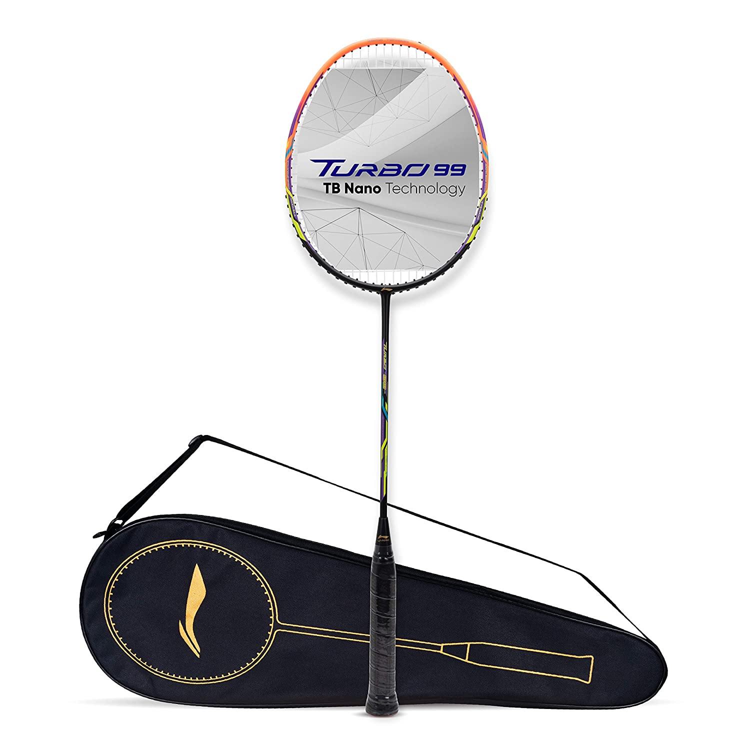 Lining Rz95 Racket Li-Ning Turbo 99 Carbon Fibre Racket With Free Full Cover Black/Orange ...