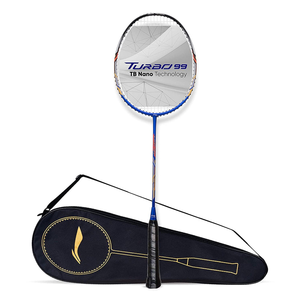 Li-Ning Turbo 99 Carbon Fibre Racket With Free Full Cover Blue/Black - Best Price online Prokicksports.com