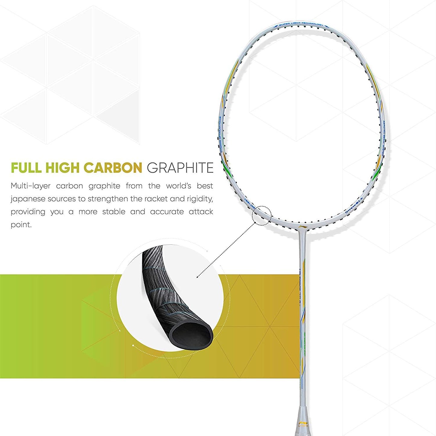 Li-Ning Air Force 78 G2 Carbon Fibre Badminton Racket with Free Full Cover White/Gold - Best Price online Prokicksports.com