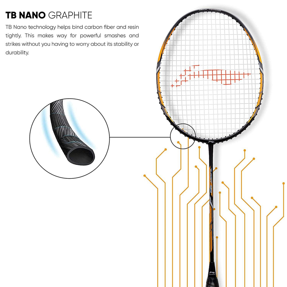 Li-Ning Turbo 99 Carbon Fibre Racket With Free Full Cover Black/Gold - Best Price online Prokicksports.com