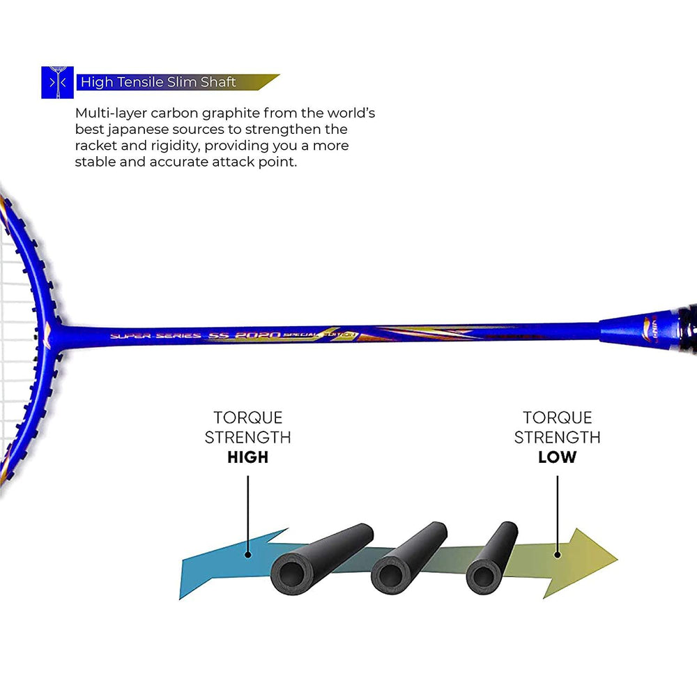 Li-Ning Super Series 2020 - (Strung) Graphite Badminton Racquet - Blue/Gold - Best Price online Prokicksports.com