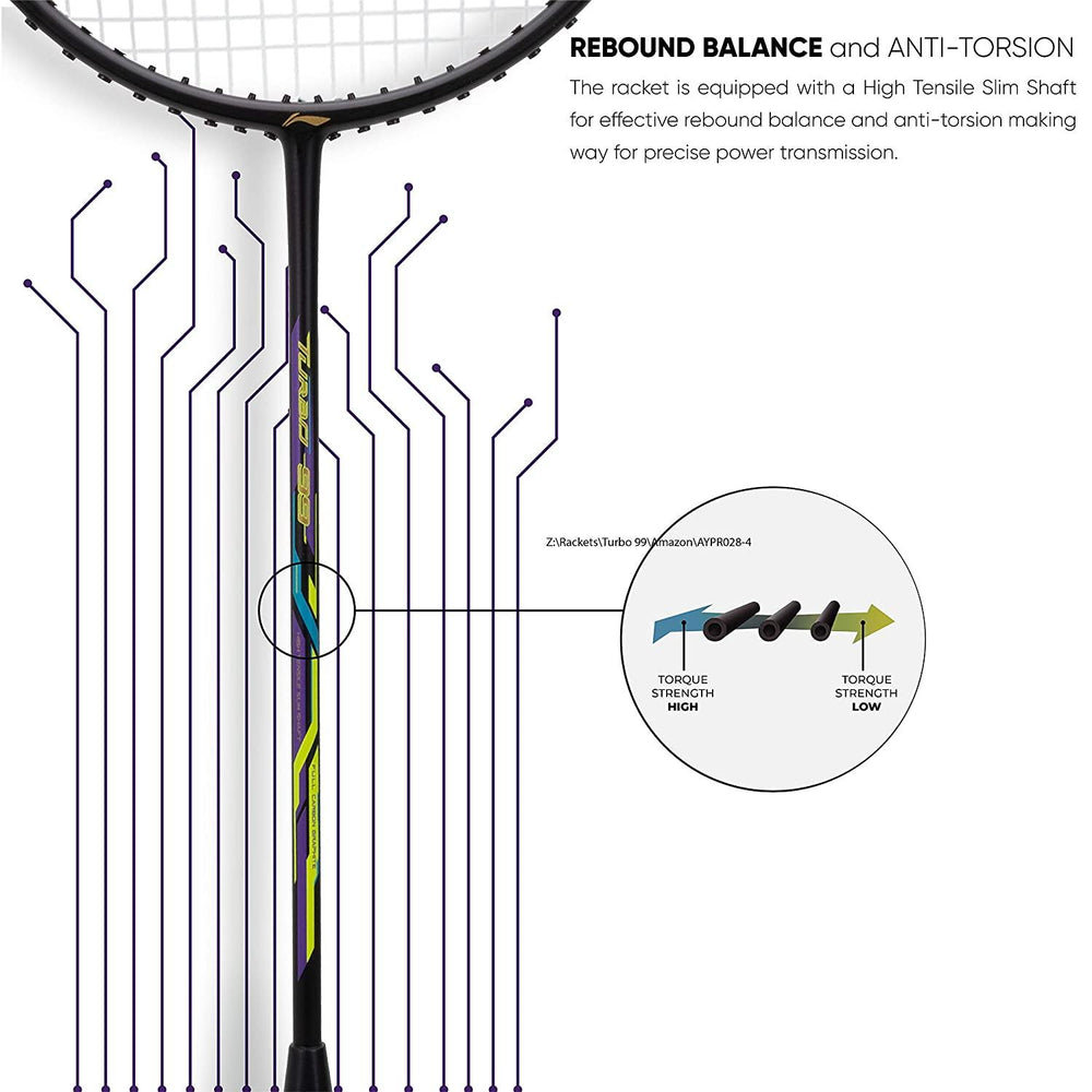 Li-Ning Turbo 99 Carbon Fibre Racket With Free Full Cover Black/Orange - Best Price online Prokicksports.com