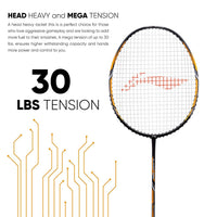 Li-Ning Turbo 99 Carbon Fibre Racket With Free Full Cover Black/Gold - Best Price online Prokicksports.com