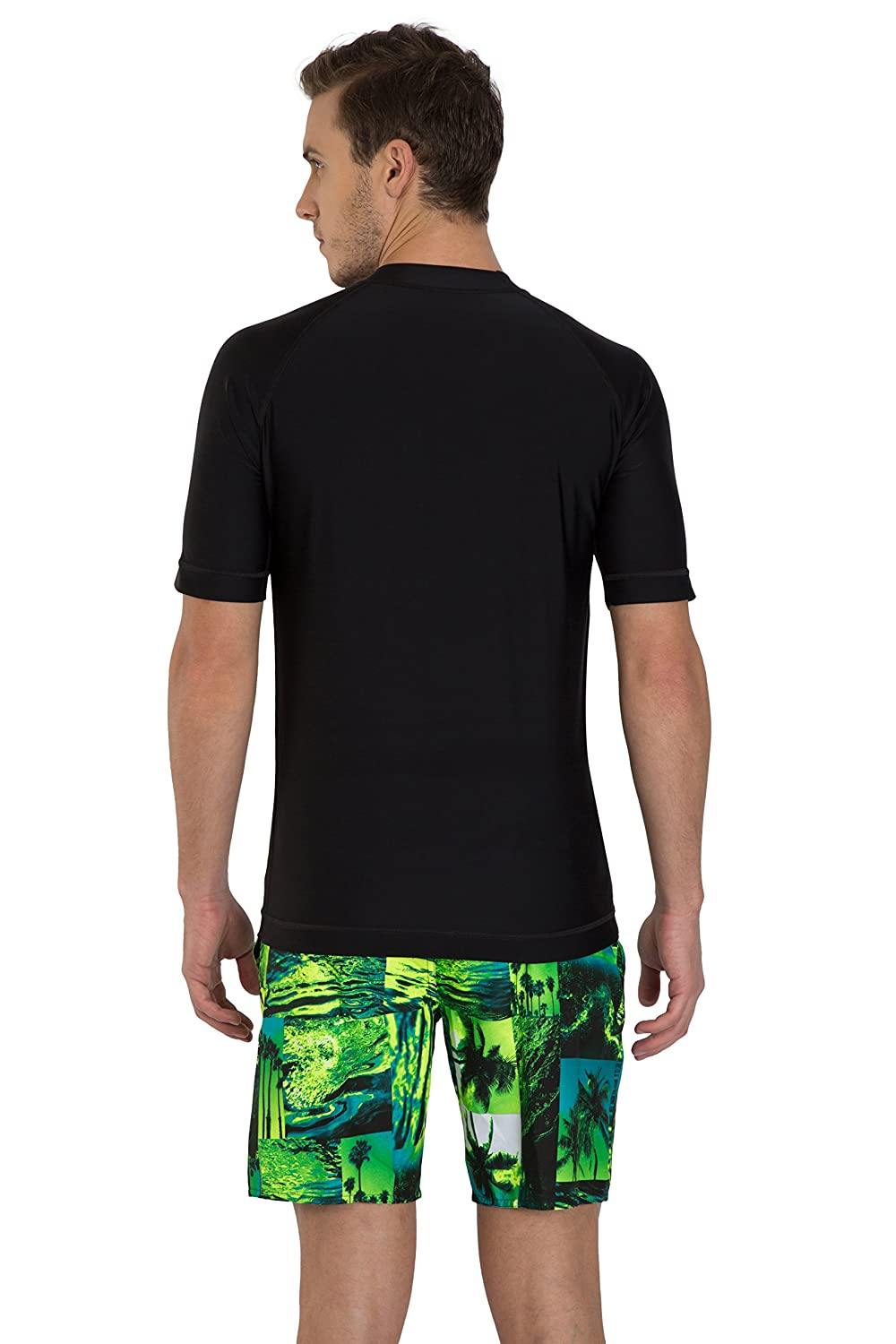 Speedo Male Swimwear Short Sleeve Suntop (8PSM013503_Black/White) - Best Price online Prokicksports.com