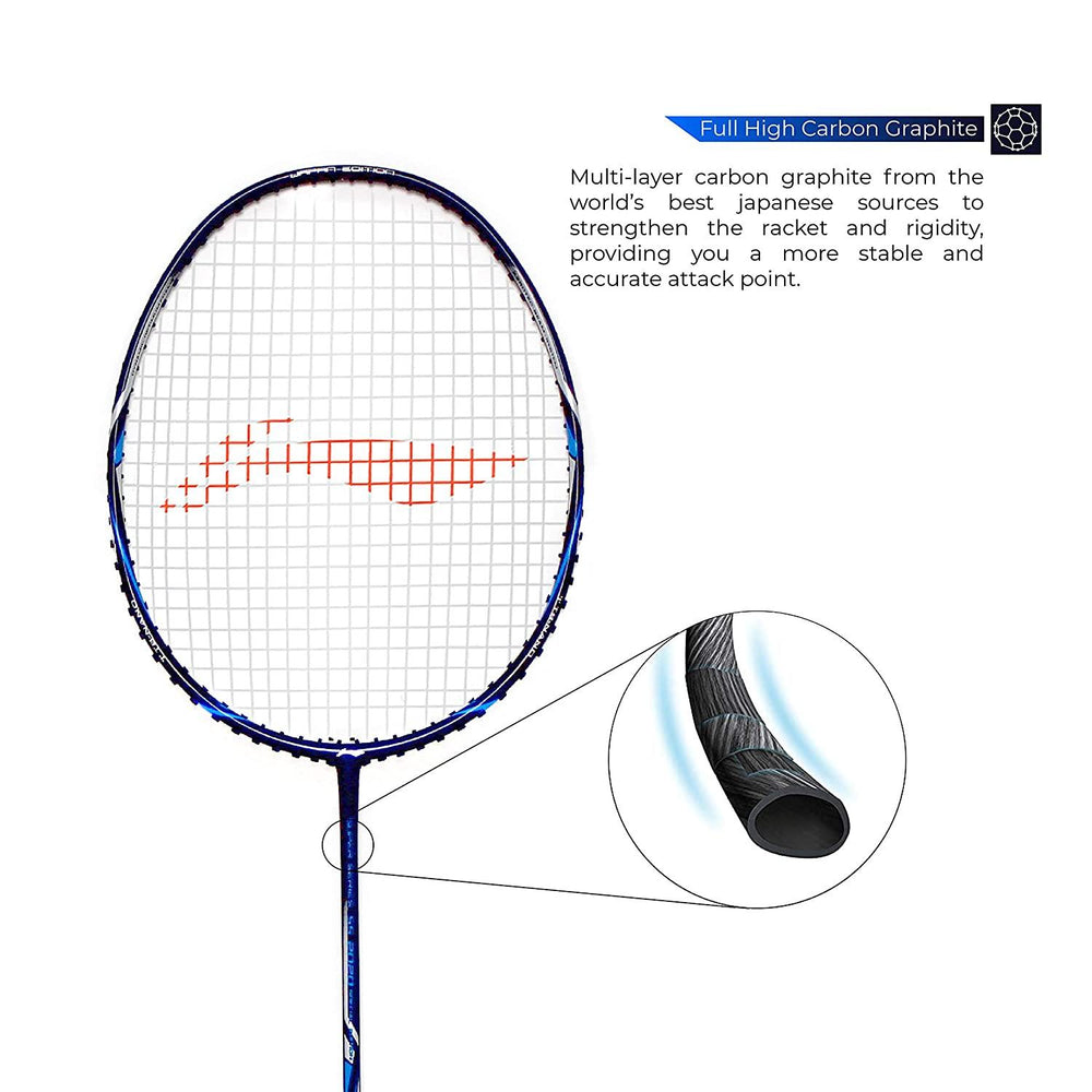 Li-Ning Super Series 2020 - (Strung) Graphite Badminton Racquet - Navy Blue - Best Price online Prokicksports.com